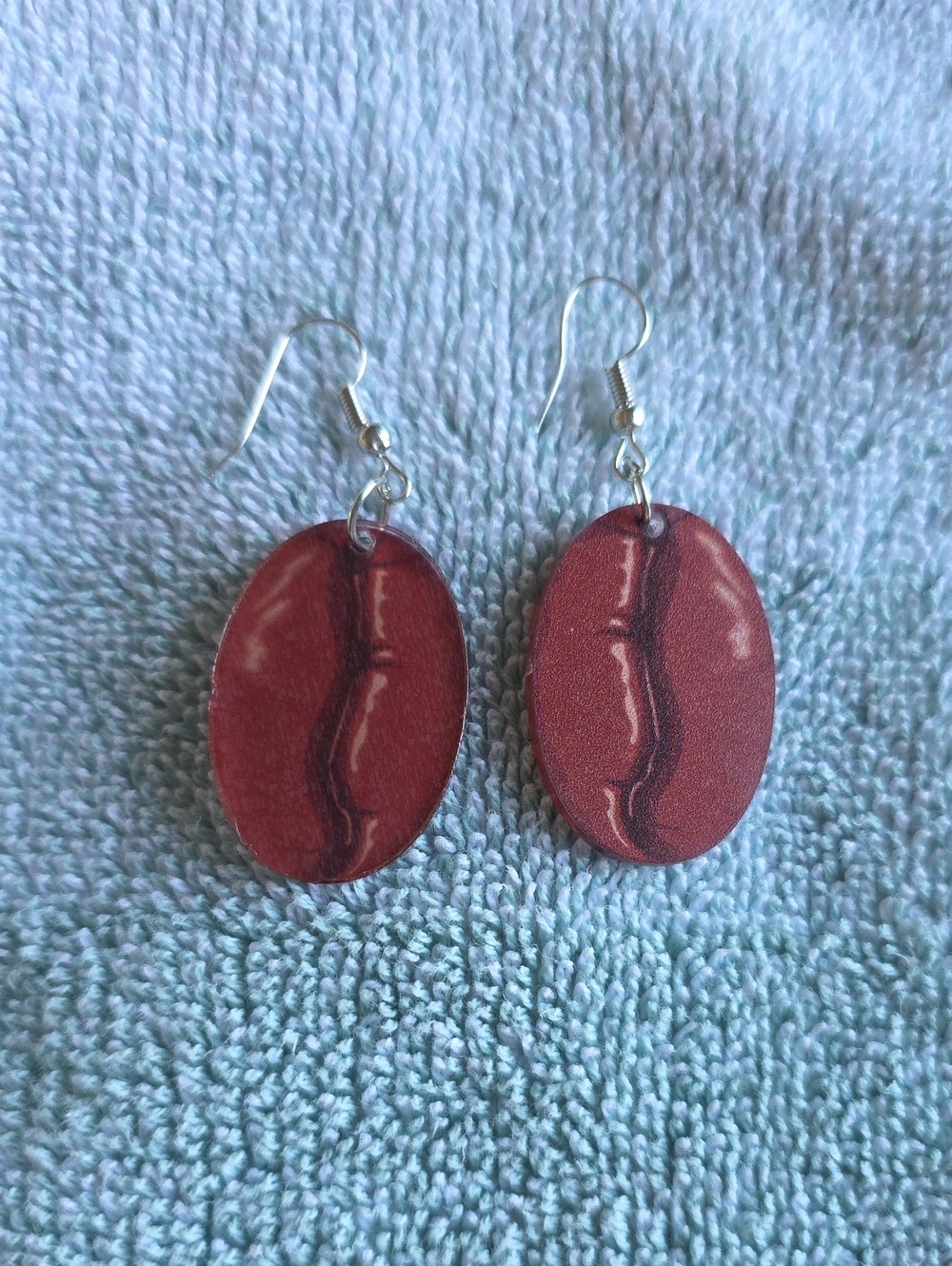 Brown Oval Coffe Bean Dangle Earrings - Women Jewelry